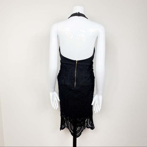 Black Keyhole Halter Neckline Dress with Lace NWT - Picture 5 of 5